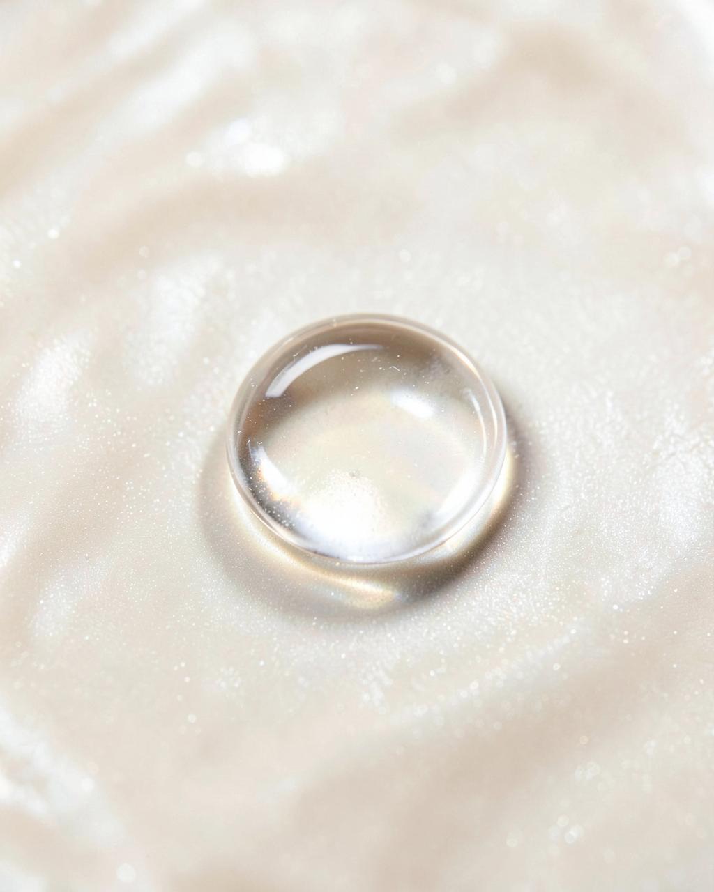 Texture nacrée évoquant un sérum PDRN